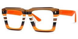 Kenish Square Orange Brown Glasses3