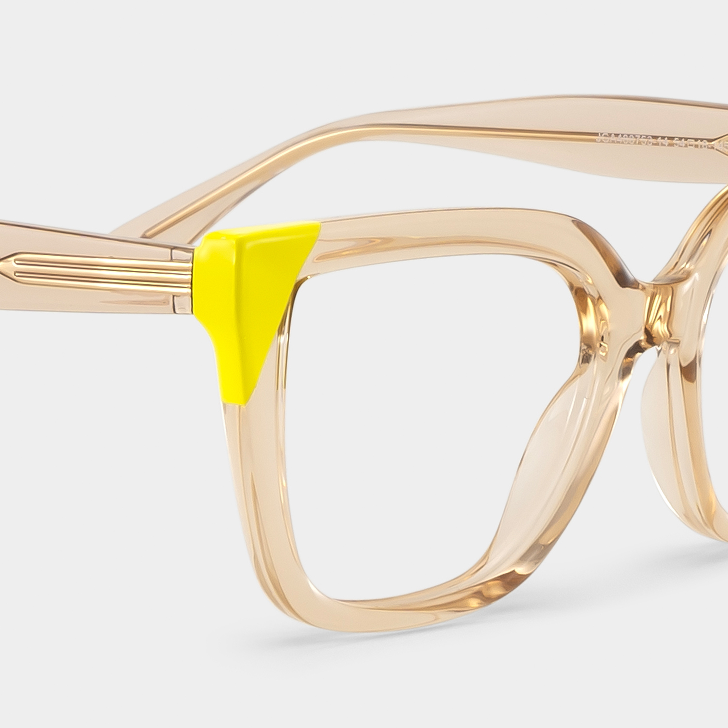 Square Champagne Yellow Eyeglasses- Mirta Acetate Frame Glasses4