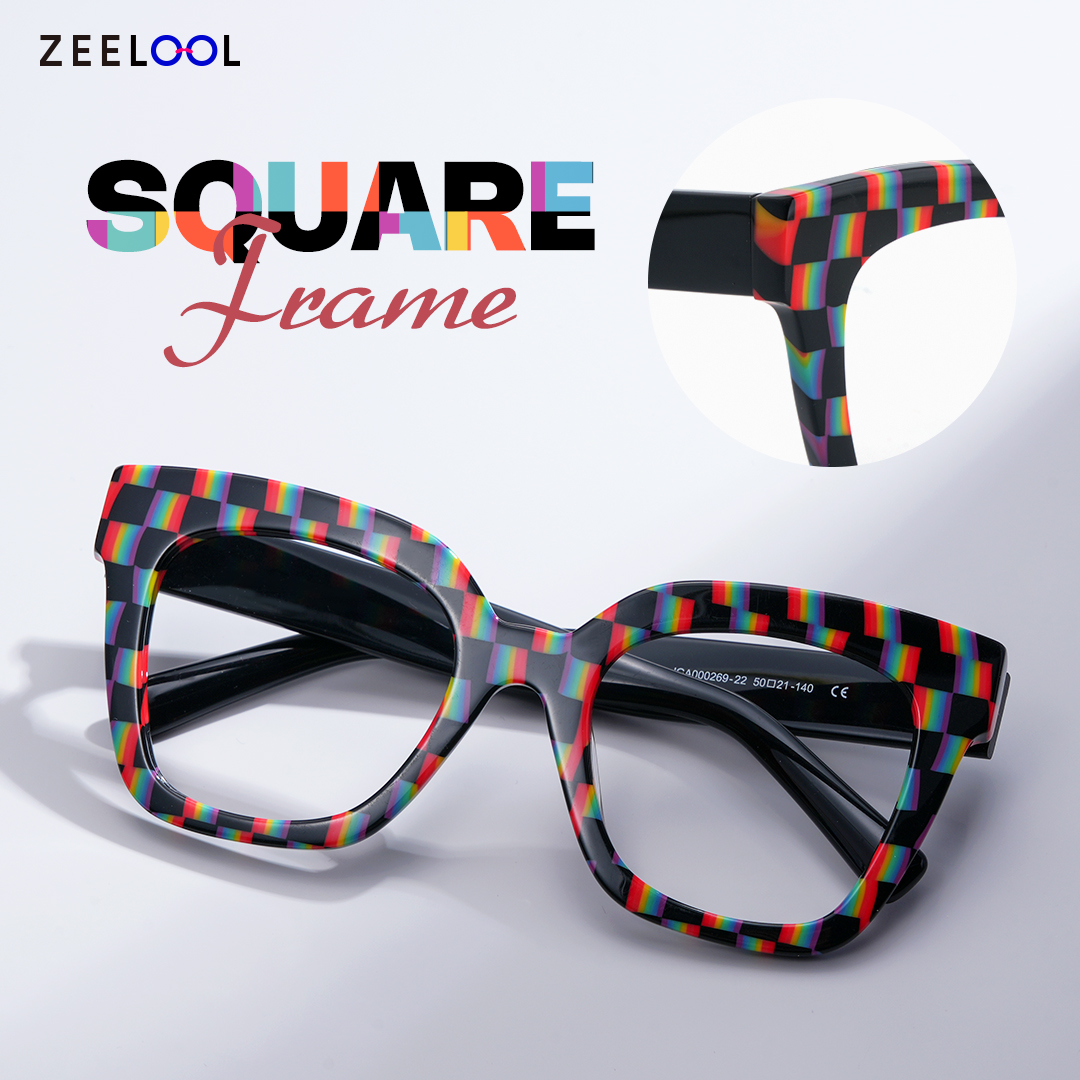 ZEELOOL Malcolm Square Checkered Glasses
