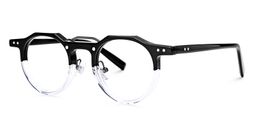 Jerria Round Black-Clear Glasses1