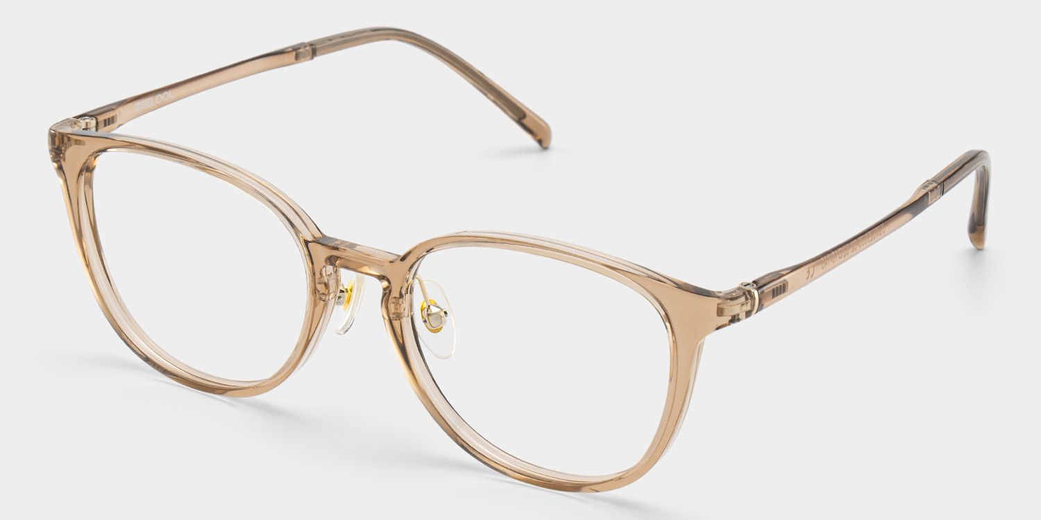 Amanda Ultra Lightweight Eyeglasses in Beige Frames | ZEELOOL UK3