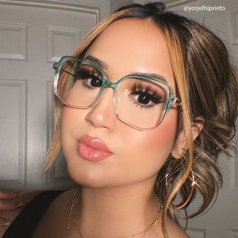 Payton Green Geometric Frame Glasses | Zeelool9