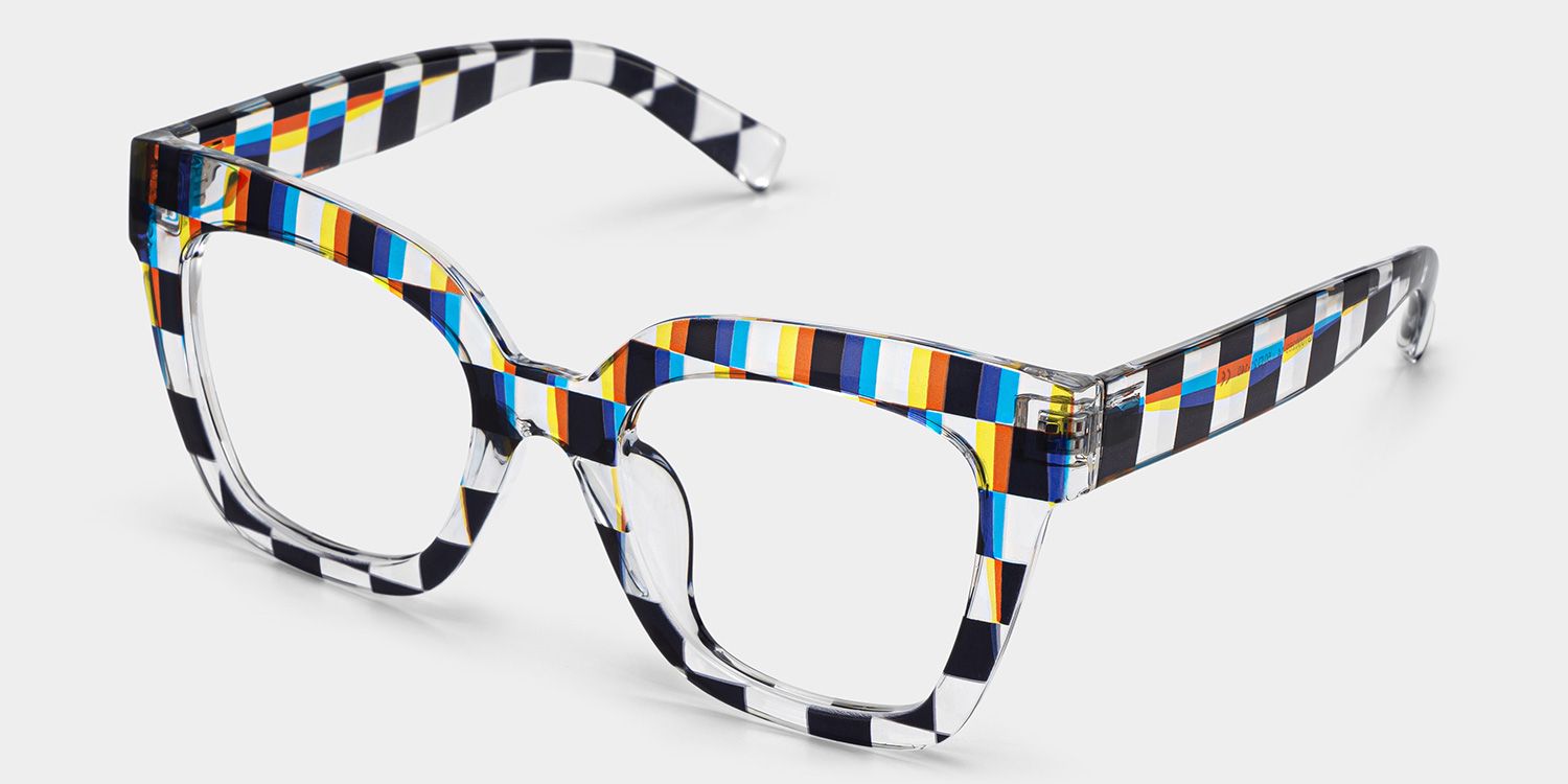 Geek Chic Malcolm Checkered Square Frame Glasses2
