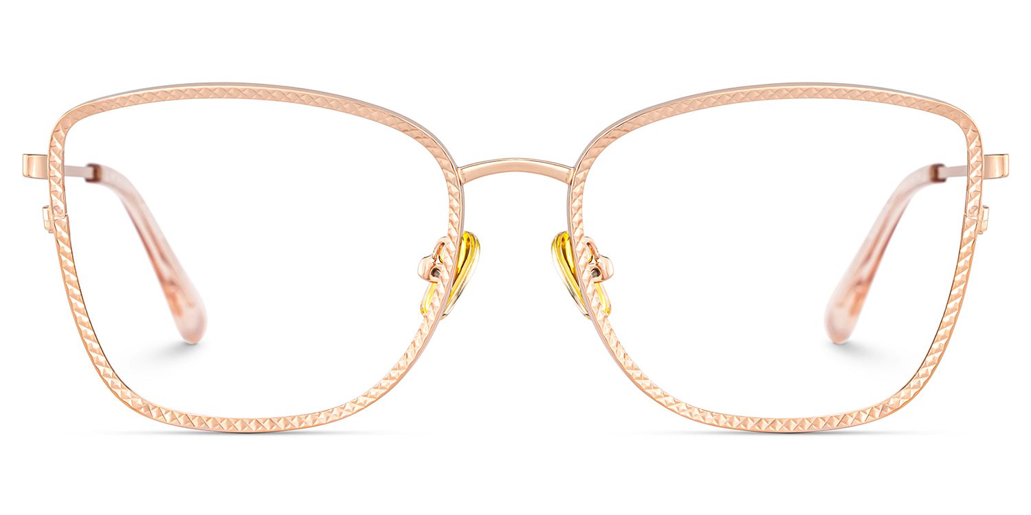 Ronan Eyeglasses in Rectangle Rose Gold Frame | ZEELOOL UK0