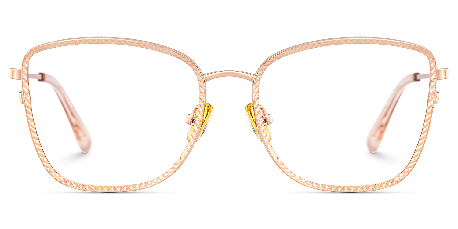 Ronan Eyeglasses in Rectangle Rose Gold Frame | ZEELOOL UK0