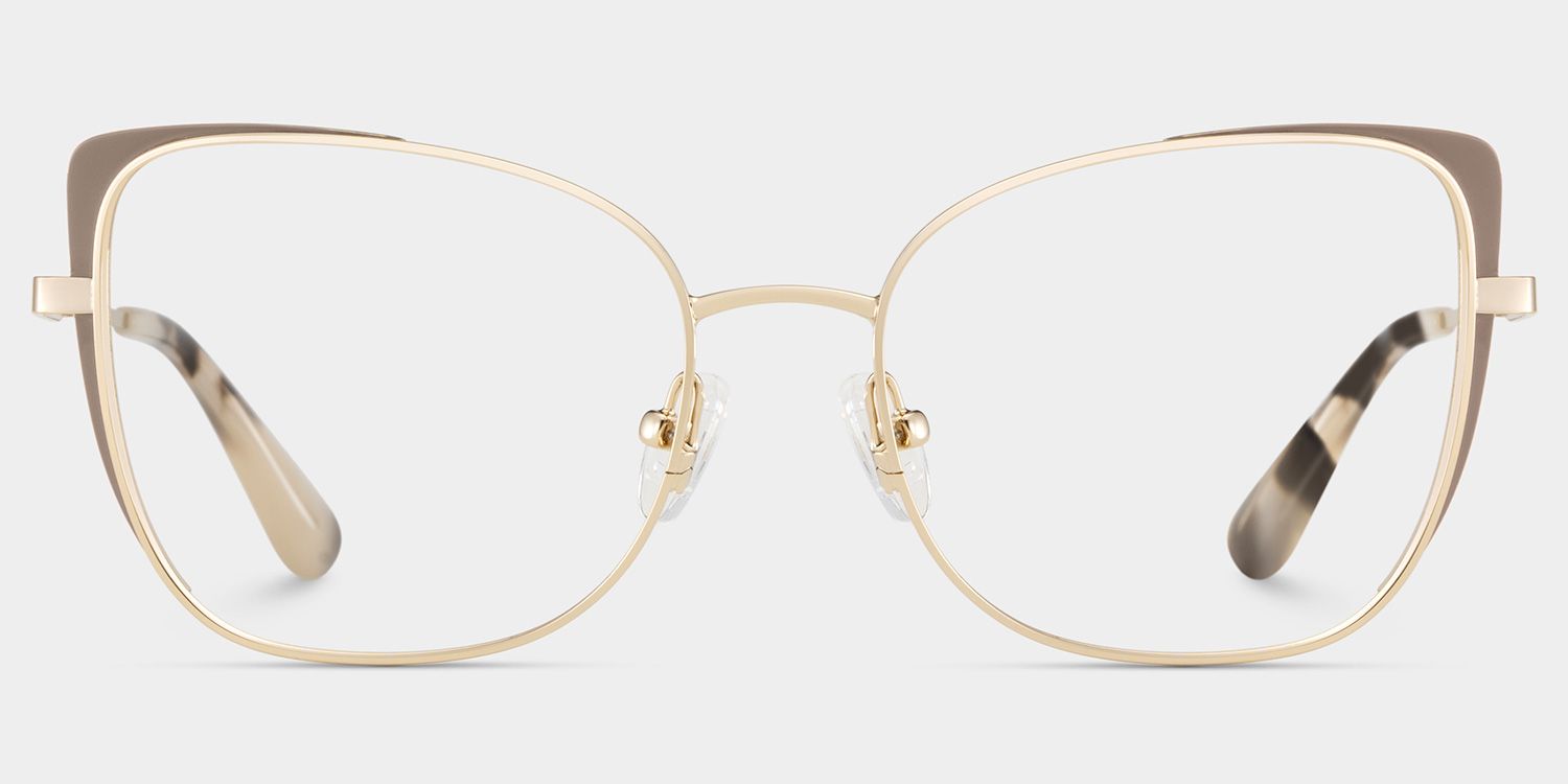 Tessa Khaki Gold Frame Glasses with Cat eye Frame Online | ZEELOOL UK1
