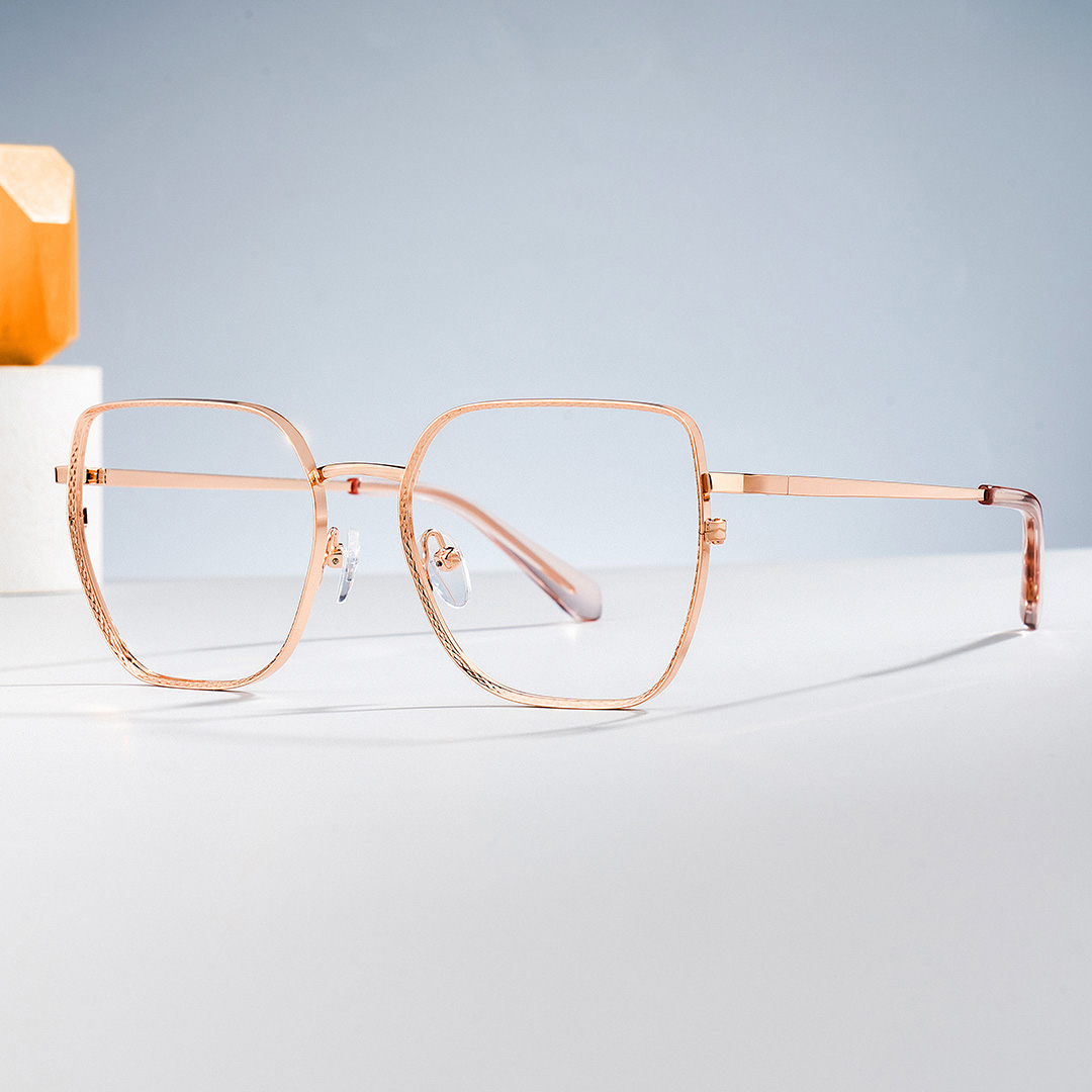 Fife Geometric Rose Gold Glasses0