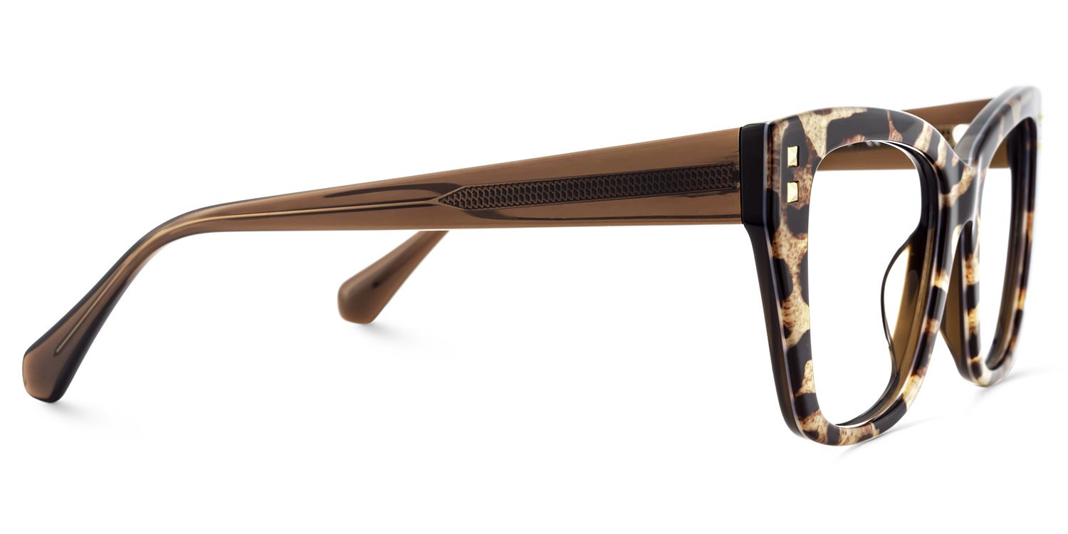 Tessia Leopard Square Glasses Women's Glasses | ZEELOOL UK5