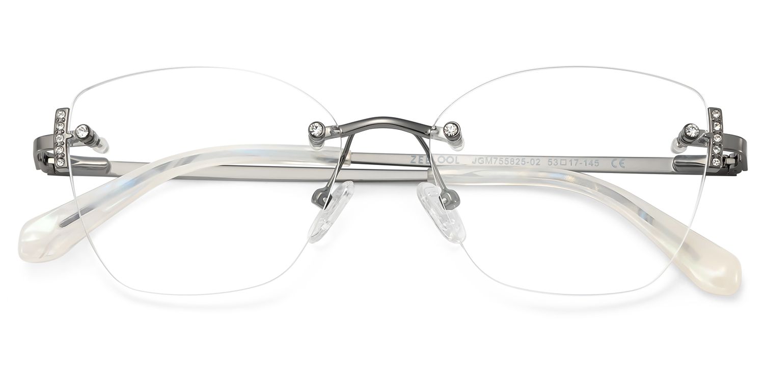 Silver Rectangle Jaxon Glasses with Rimless | ZEELOOL UK2