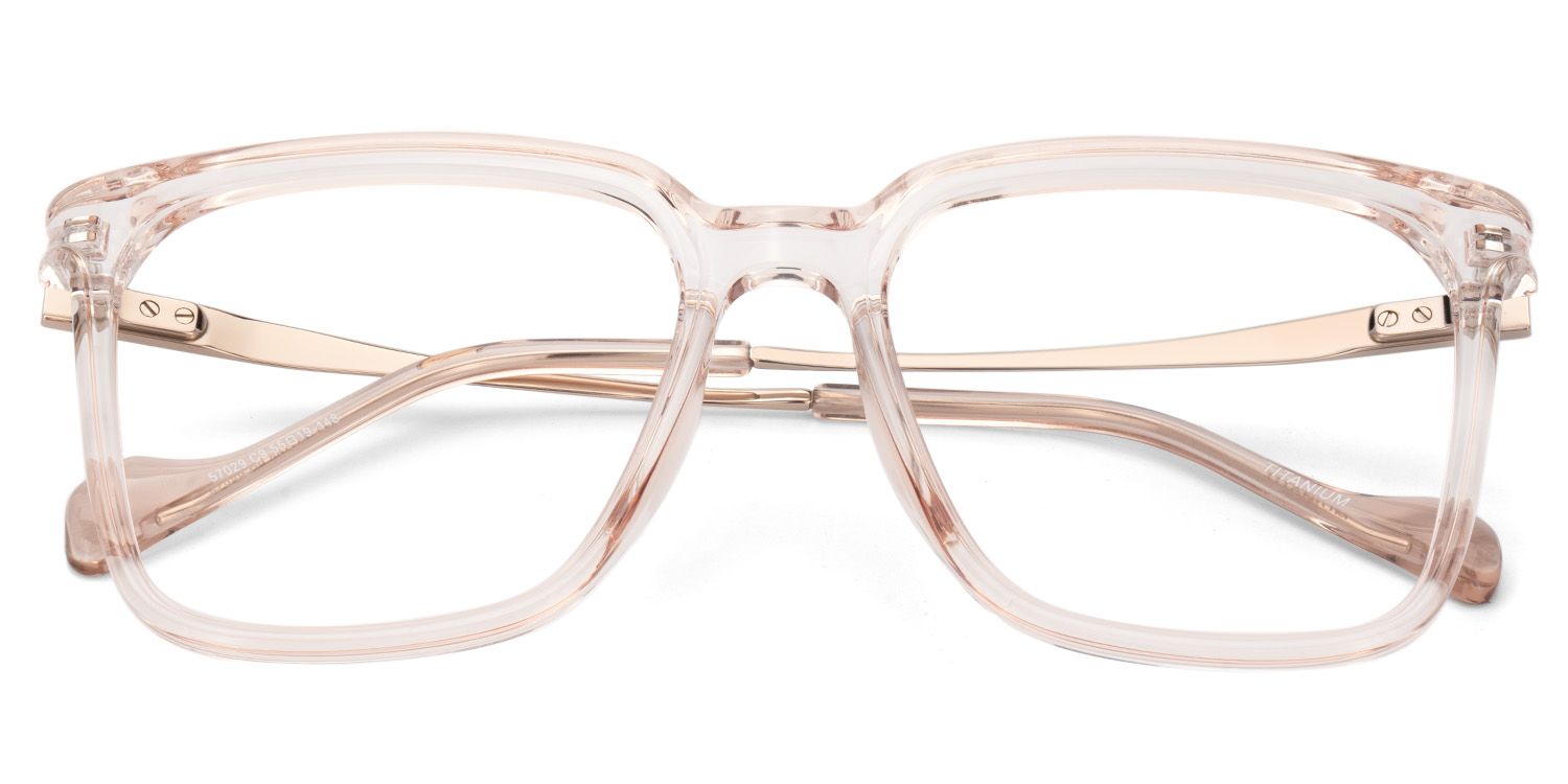 Thin Beige Frame Glasses With Square Shape2