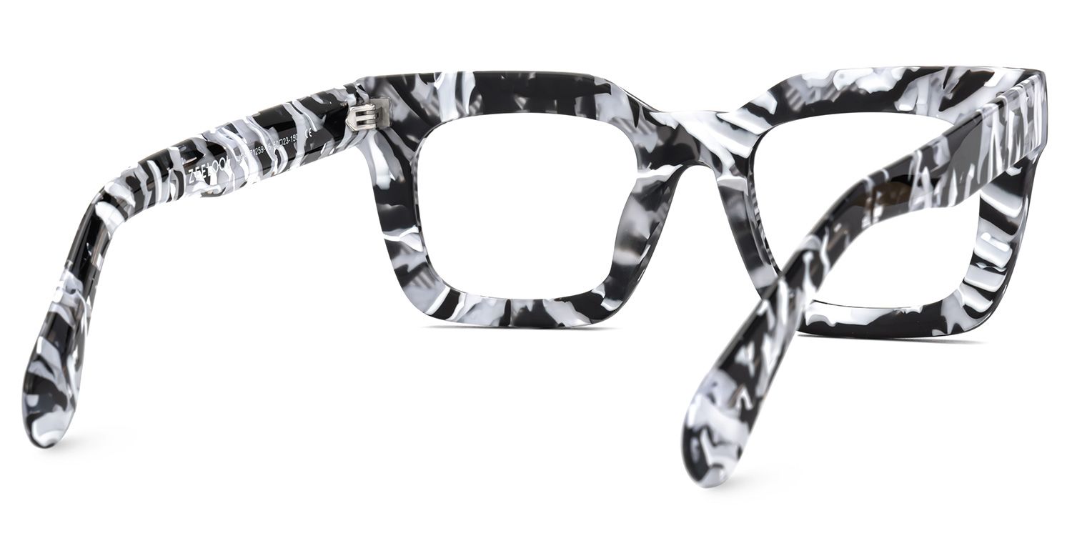 Thick Square Eyeglasses With Black Marble Color | Zeelool4