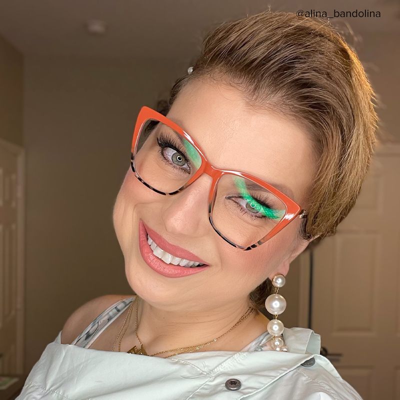 Awilda Cateye Orange Frame Glasses | ZEELOOL UK6