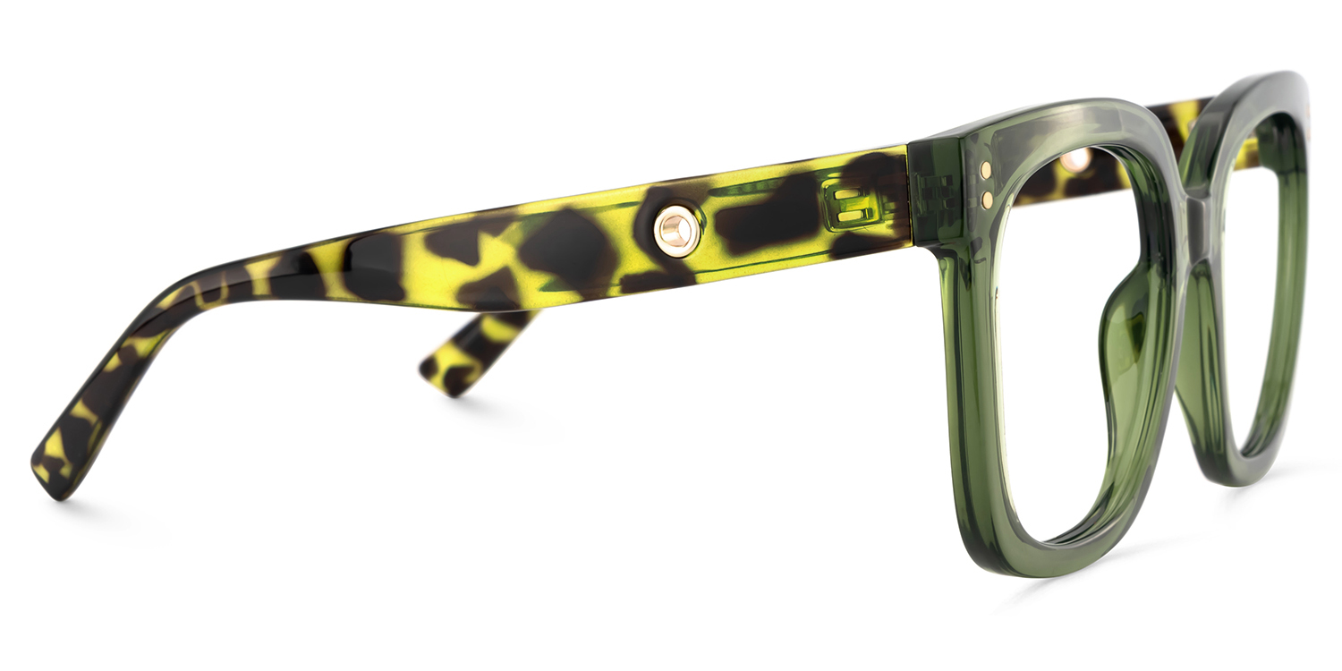 Ebony Square Green Tortoise Glasses5