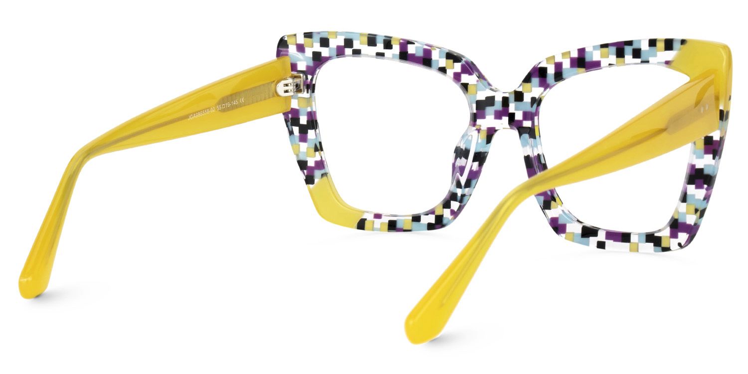 Females Square Vivian Multicolor Checkered Glasses4