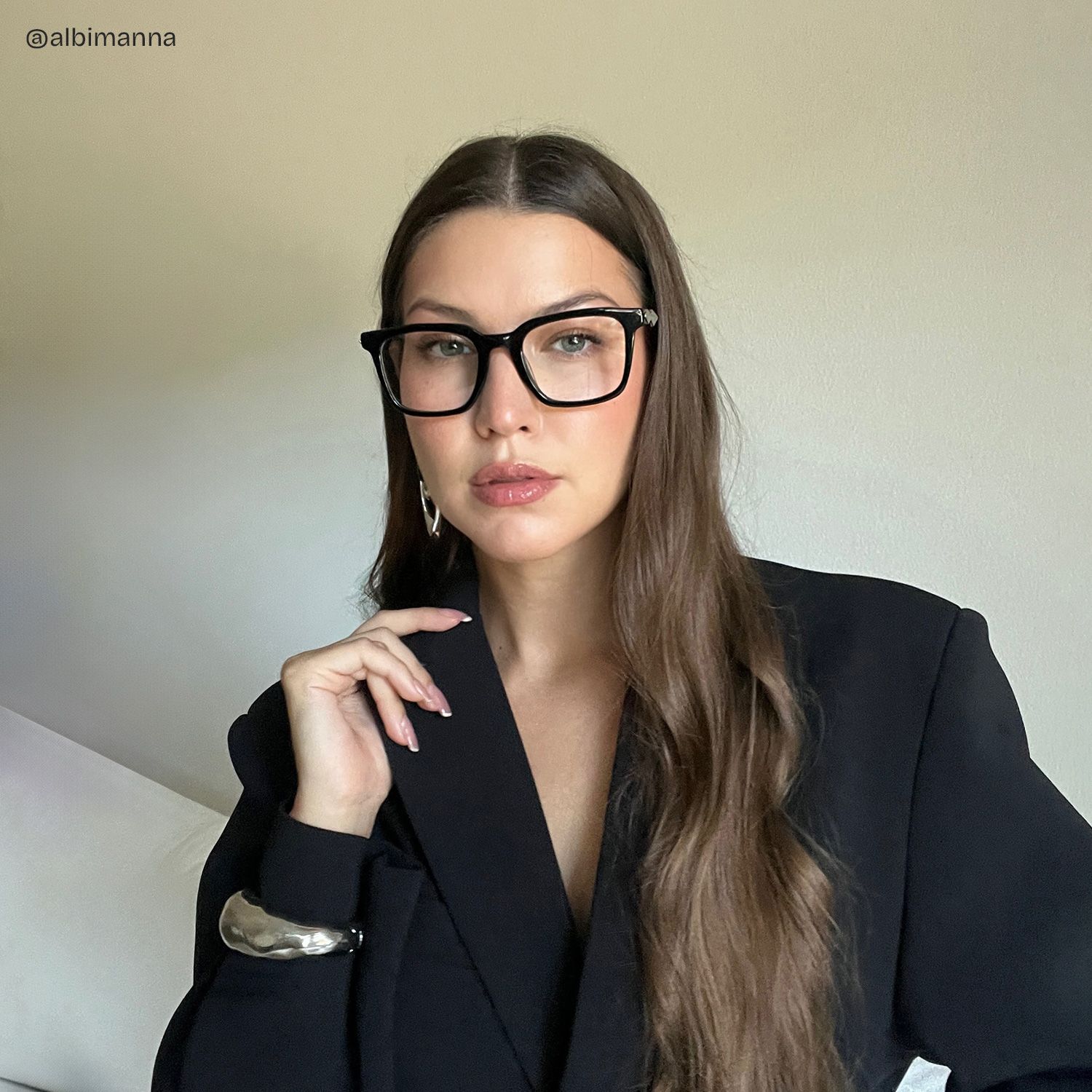 Reese black glasses with silver rims Online | ZEELOOL8