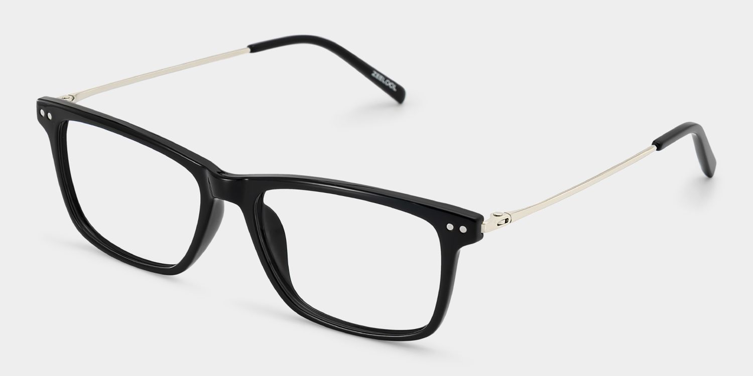 Eleanor Men's Black Rectangular Eyeglasses in TR90 for Men | ZEELOOL UK3