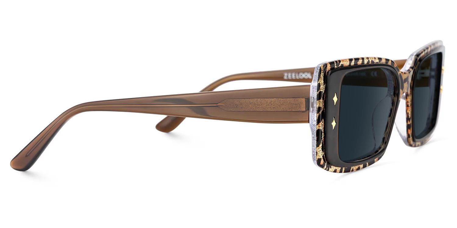 Women's Rectangle Eyeglasses Frames With Leopard Color3