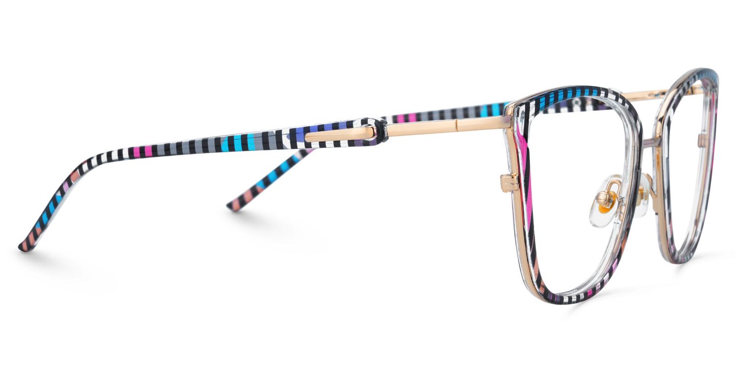 Cateye Blue Purple Stripe Glasses Nerd Frames - Marisa deals at Zeelool3