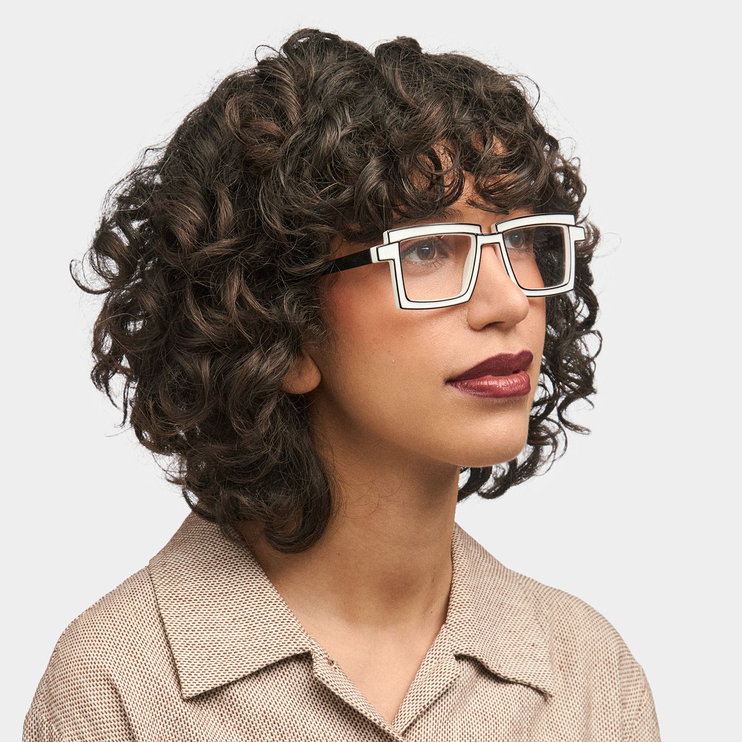 Zephyr White Cyberpunk Rectangle Frame Glasses | ZEELOOL UK1