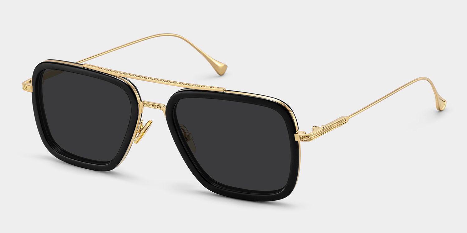 Gifford Mixed Black-Gold Aviator Frame Sunglasses | ZEELOOL UK2