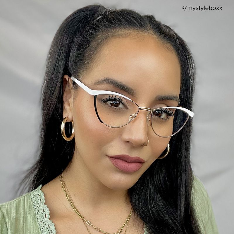 Sydney Cat Eye White Frame Glasses | ZEELOOL UK6