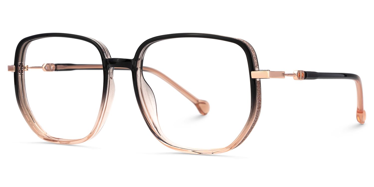 Joana Black and Beige Glasses in Geometric Wide Frame Design3