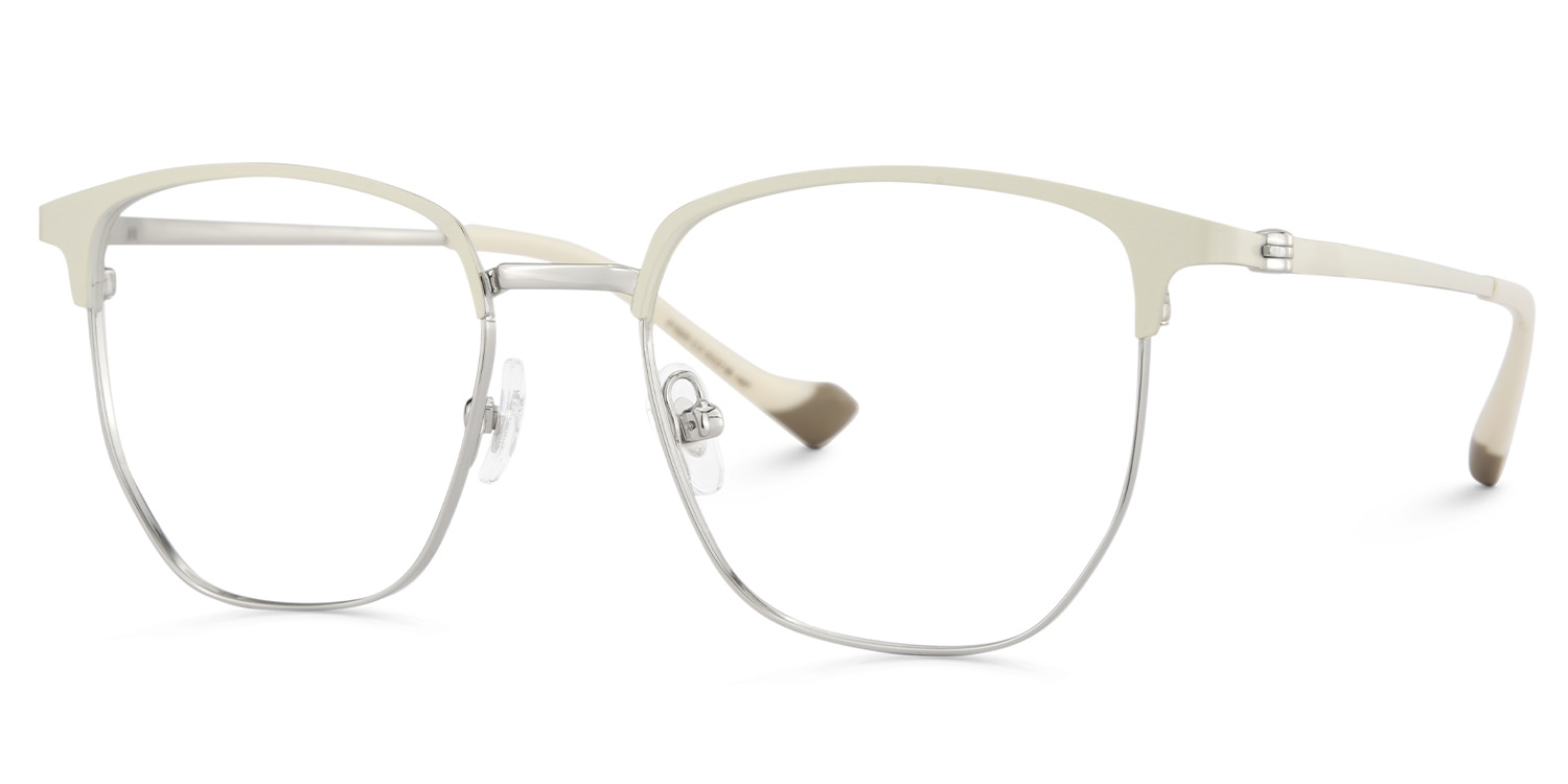 Bethelmy Browline White Glasses3
