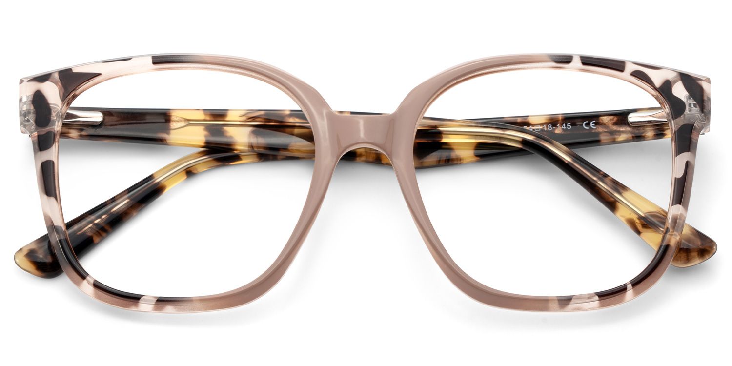 Square Tortoise Eyeglasses With Khaki Color Matching3