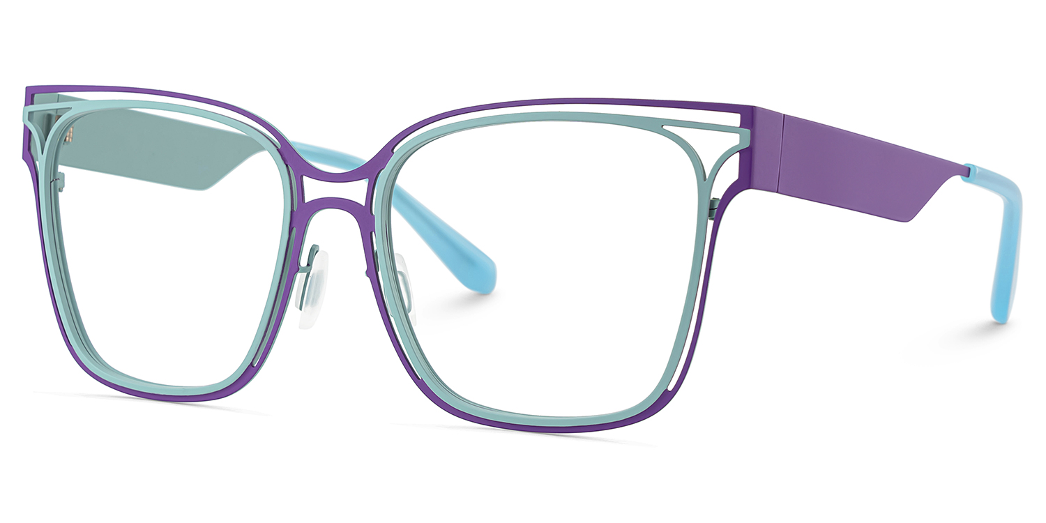 Dacarine Square Purple Blue Glasses3