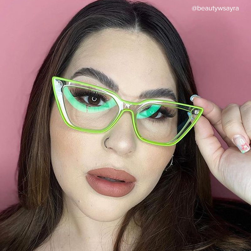 Zeelool Lime Green Cat Eye Glasses & Cyberpunk Frame7