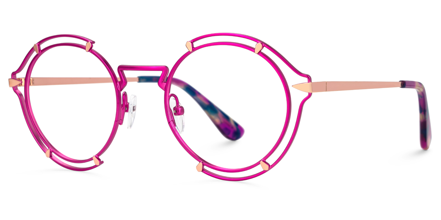 Round Purple Eyeglasses With Metal Material1