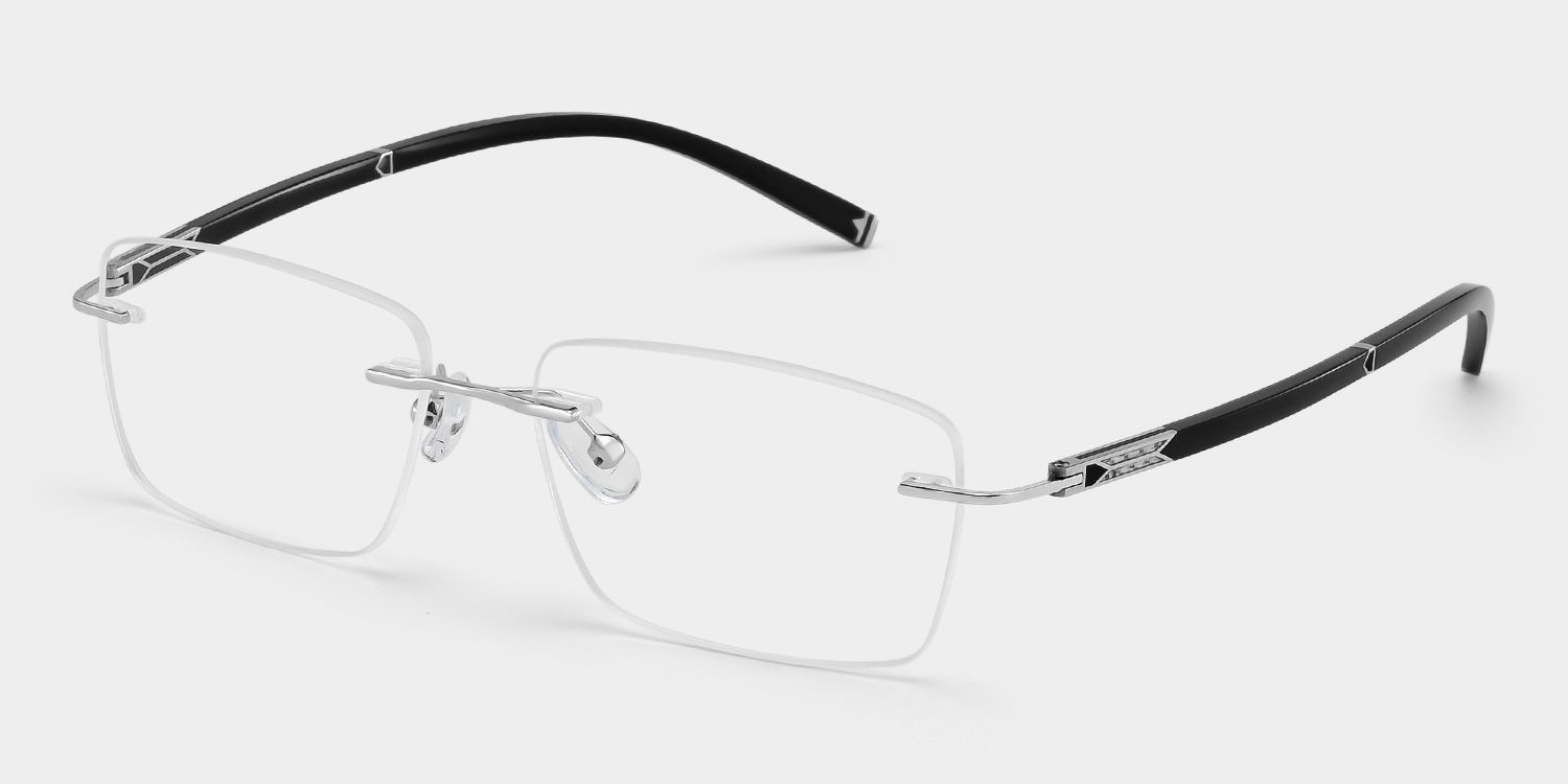 Adeline Silver Rimless Glasses for Men in Rectangle Frame | ZEELOOL2