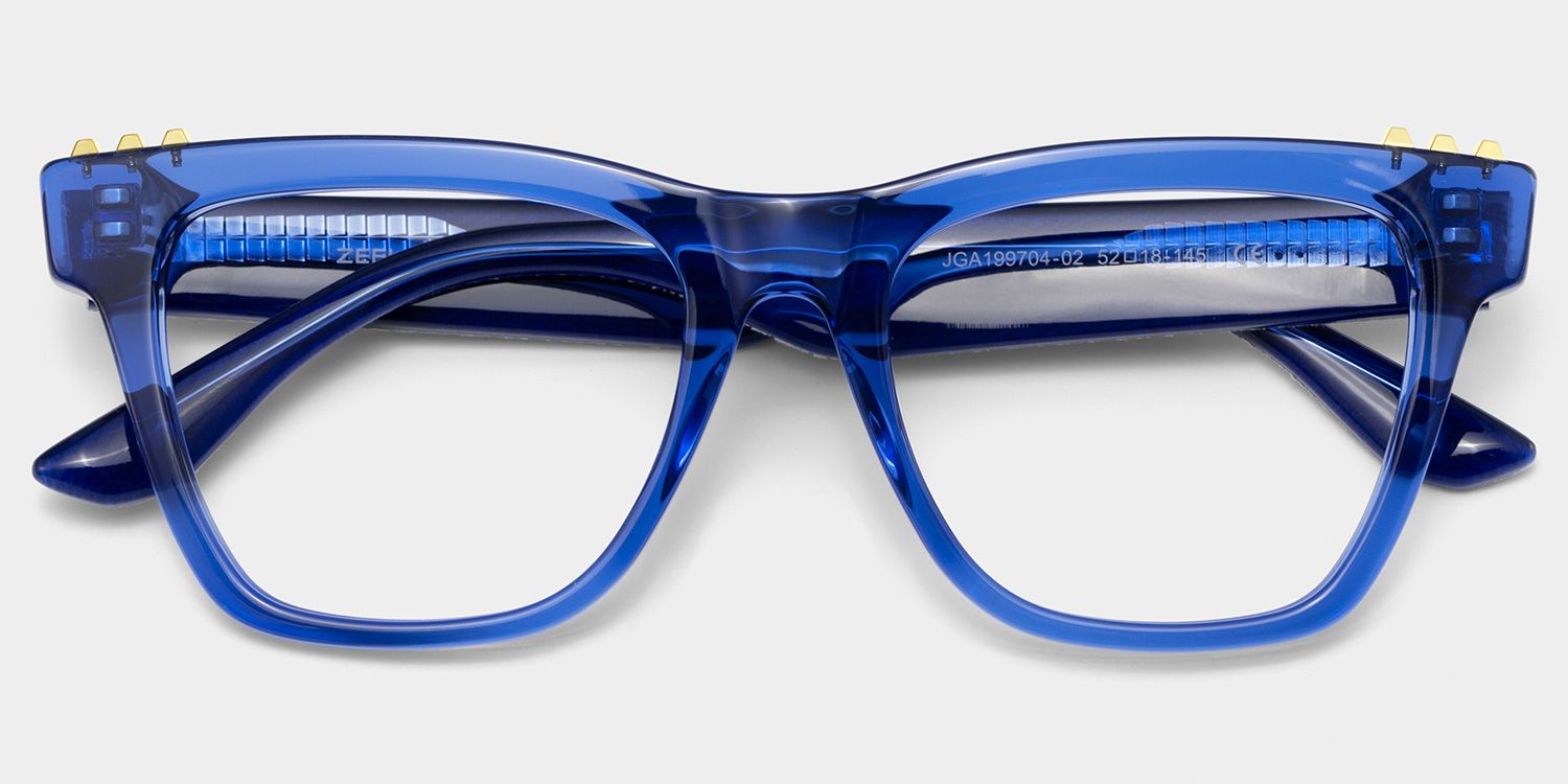Soren Square Blue Frame Eyeglasses for Woman| ZEELOOL UK2
