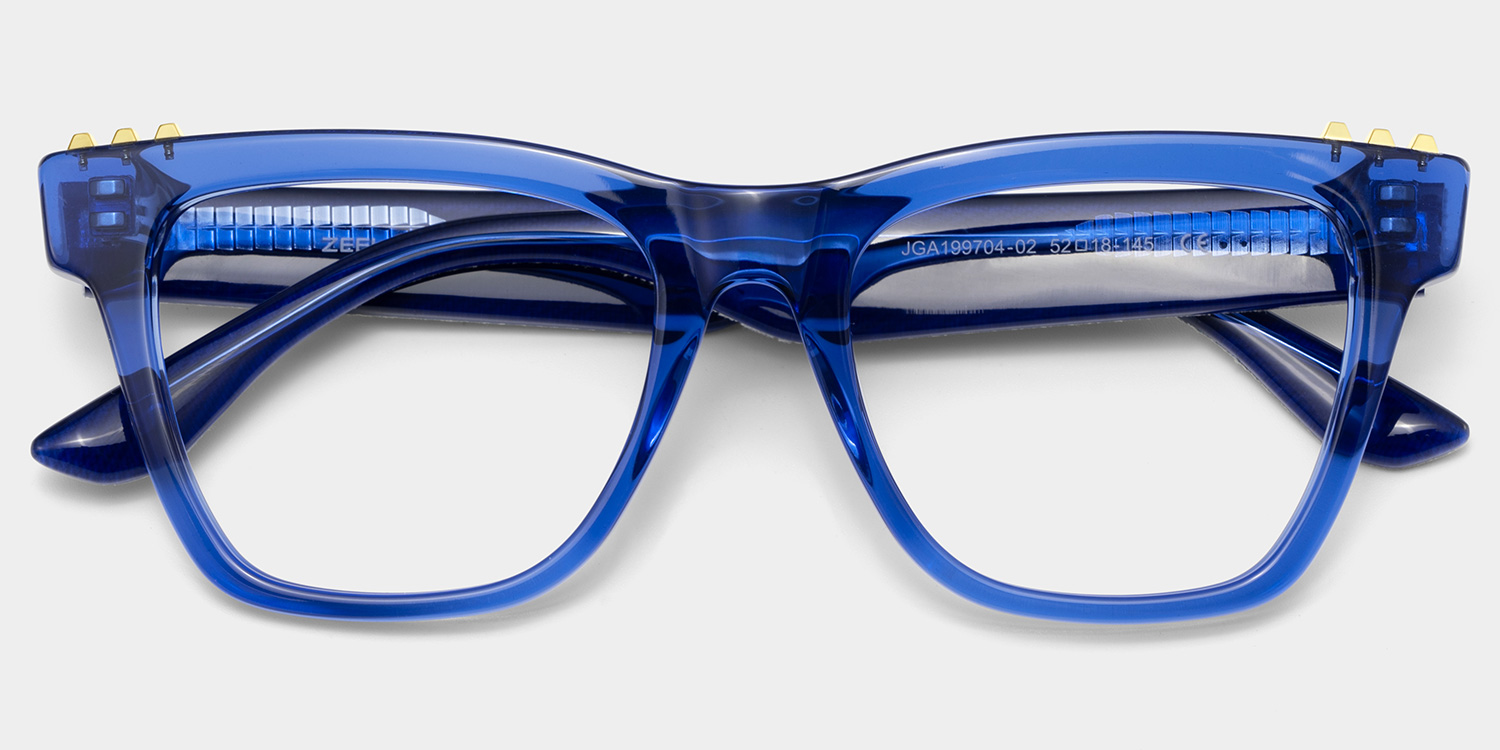 Soren Square Blue Frame Eyeglasses for Woman| ZEELOOL UK2