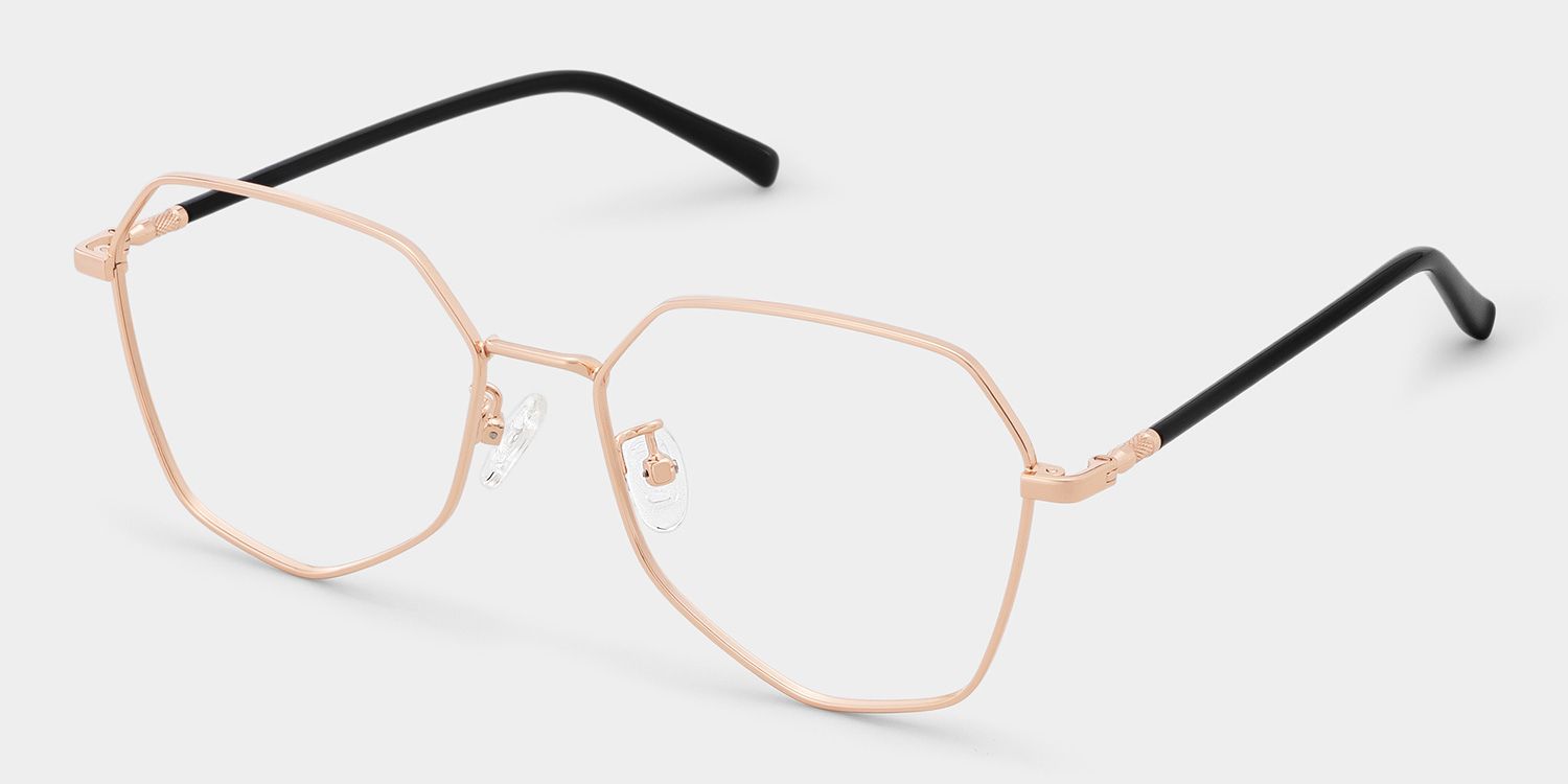 Bivins Geometric Gold Thin Frame Glasses | ZEELOOL UK2
