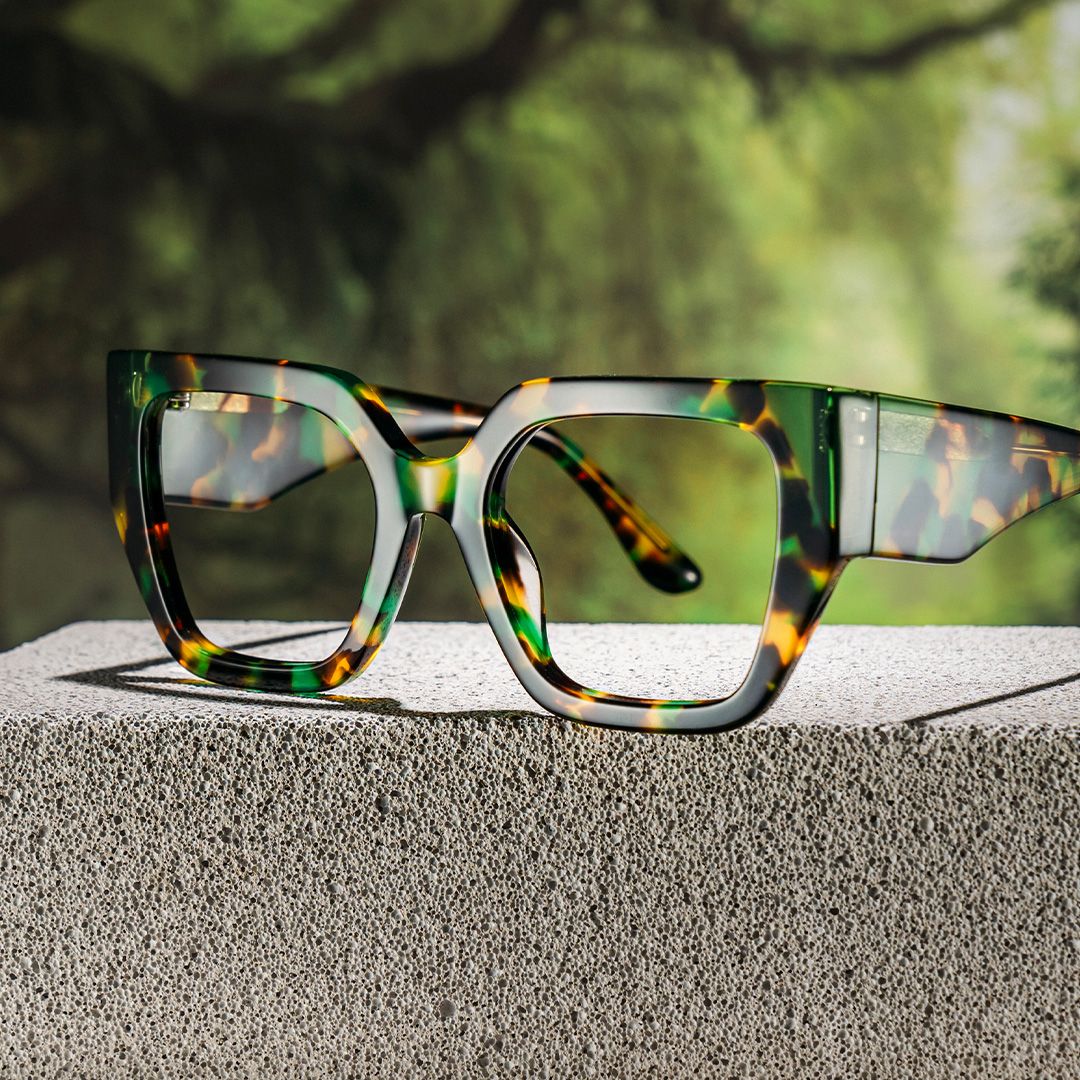 Viva Green Tortoise Frame Glasses with Square Frame Online | ZEELOOL UK0