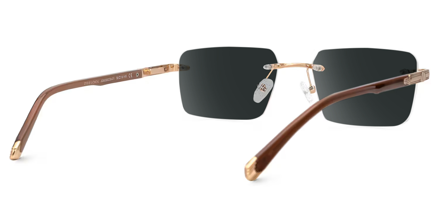 Brown Mixed-Materials Rectangle Sunglasses- Savitrie3