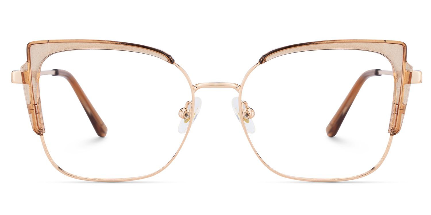 Beige Thin Frame Glasses With Metal Material1