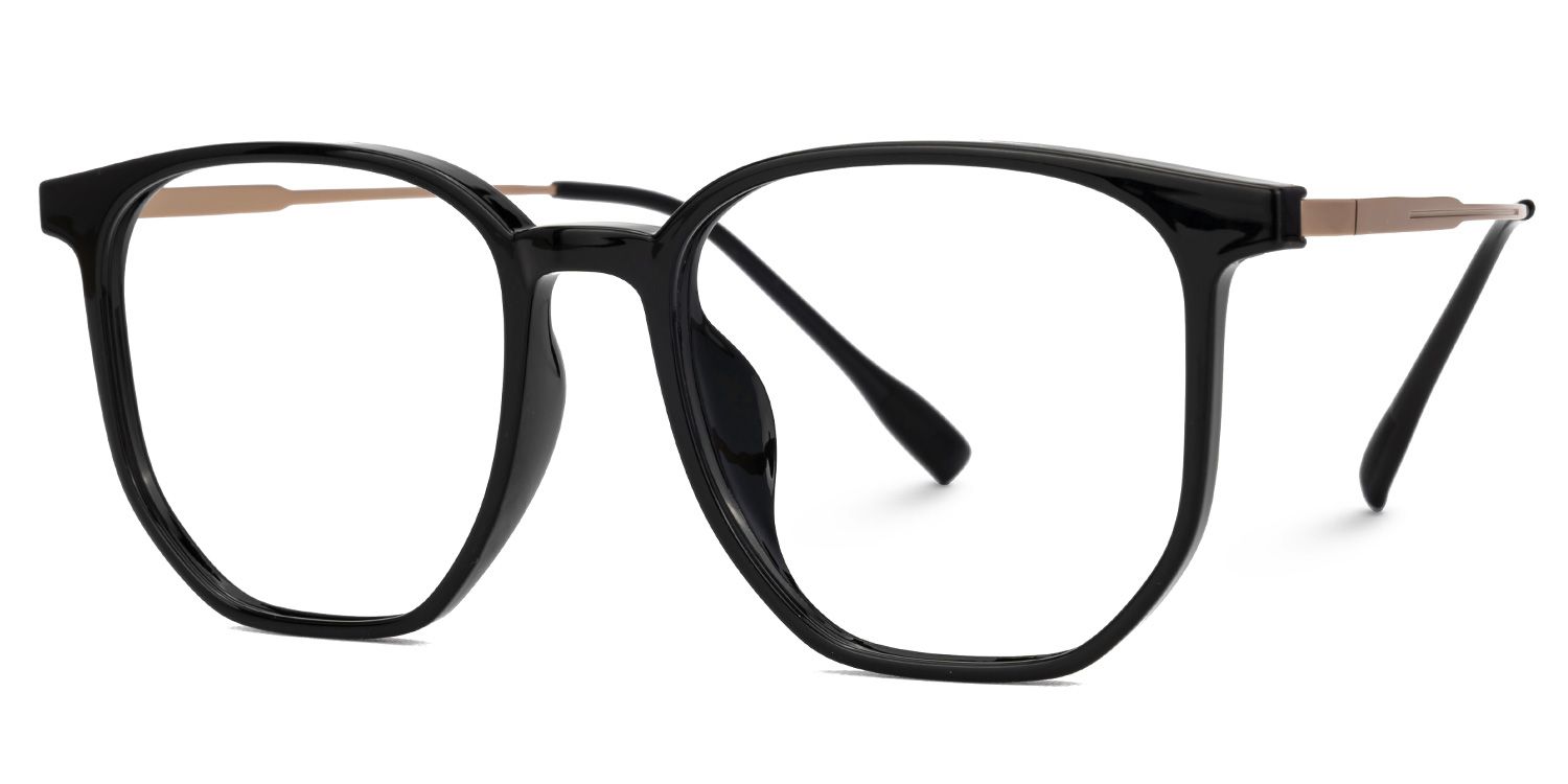 Bianca Mixed-Materials Geometric Black Frame Glasses | ZEELOOL UK1