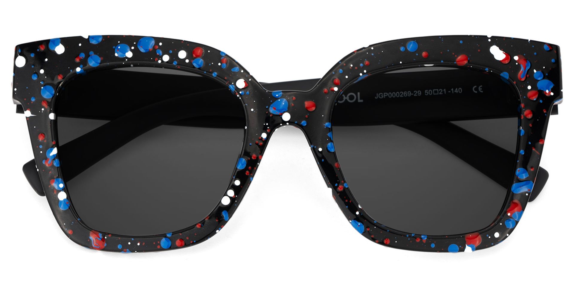 Malcolm Large Square Nerdy Glasses with Colorful Dots on The Frame1