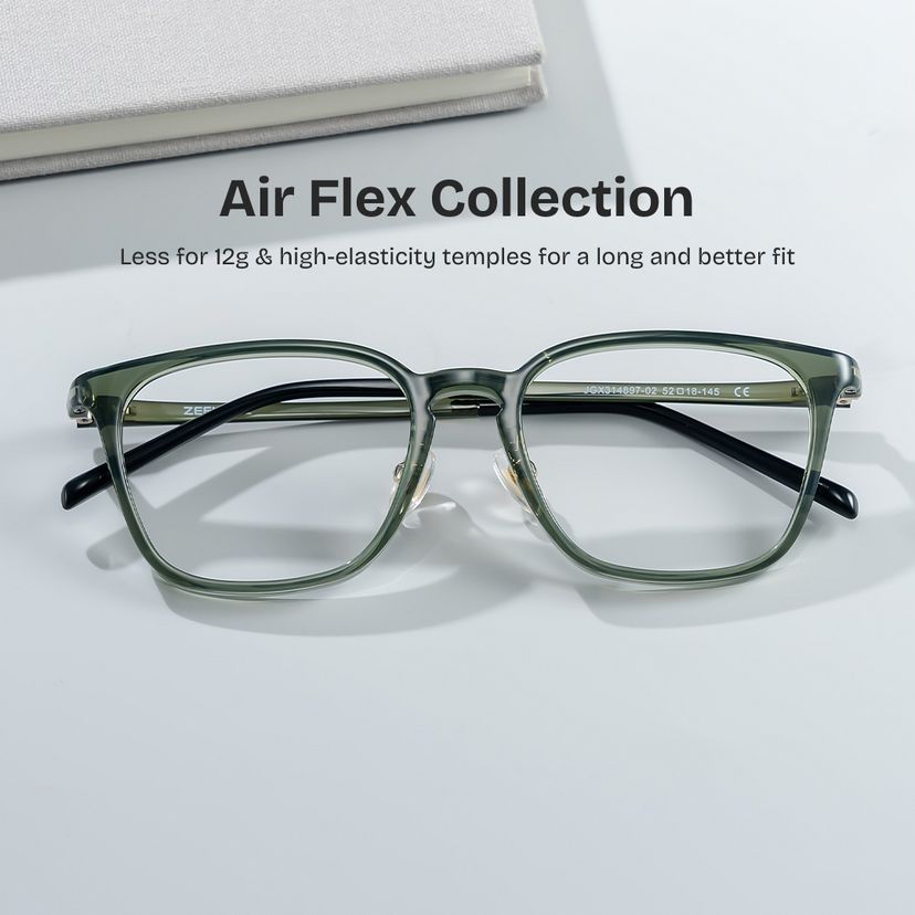 Lily Rectangle Green Glasses