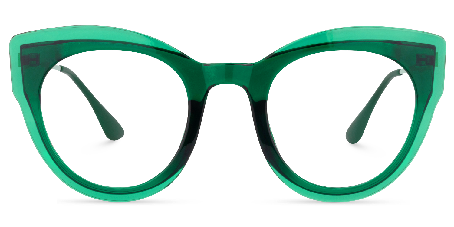 Cat Eye Dark Green Glasses | ZEELOOL UK0
