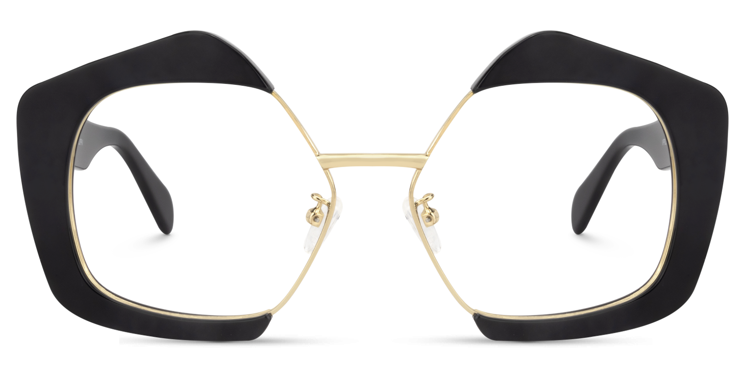 Frankie Geometric Black Glasses0