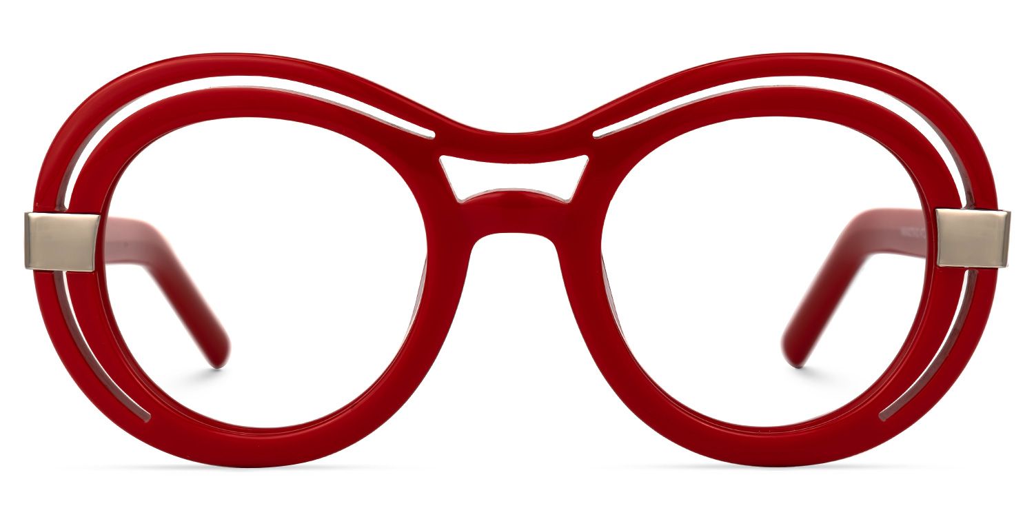 Round Texidor Red Glasses and Thick Frames Eyeglasses0