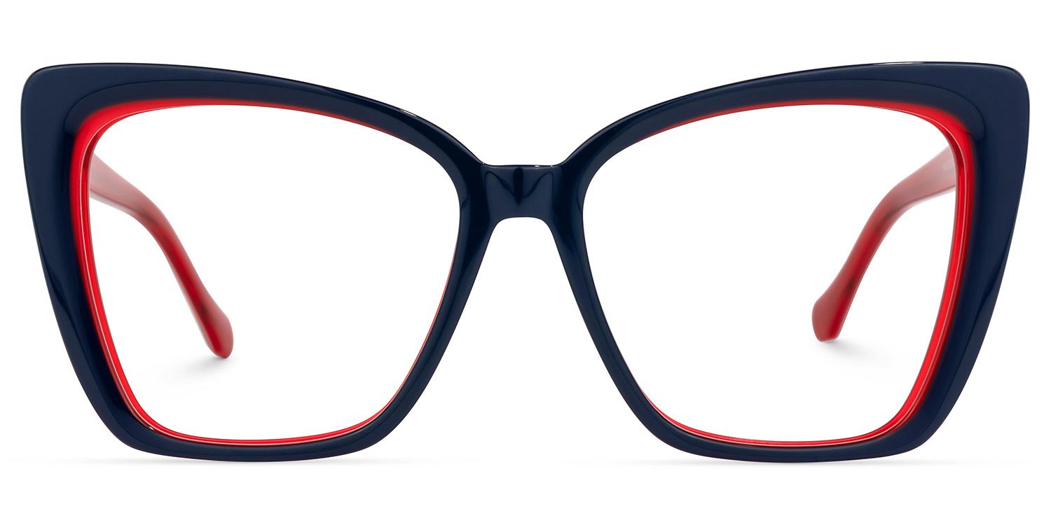 Shanell Butterfly Blue-Red Frame Glasses | ZEELOOL UK0