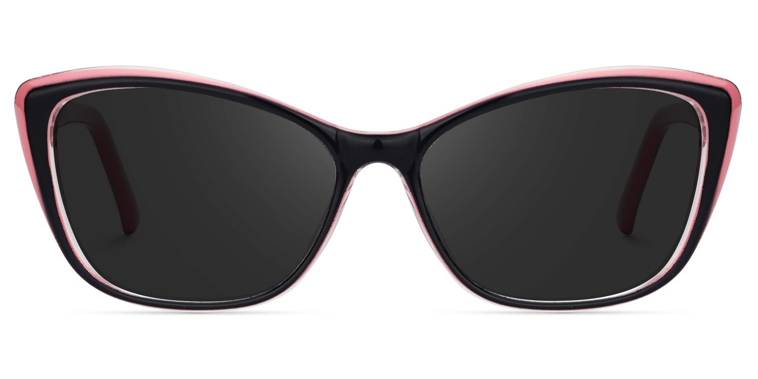 Fidelia Cat Eye Black Sunglasses and Pink Edge0