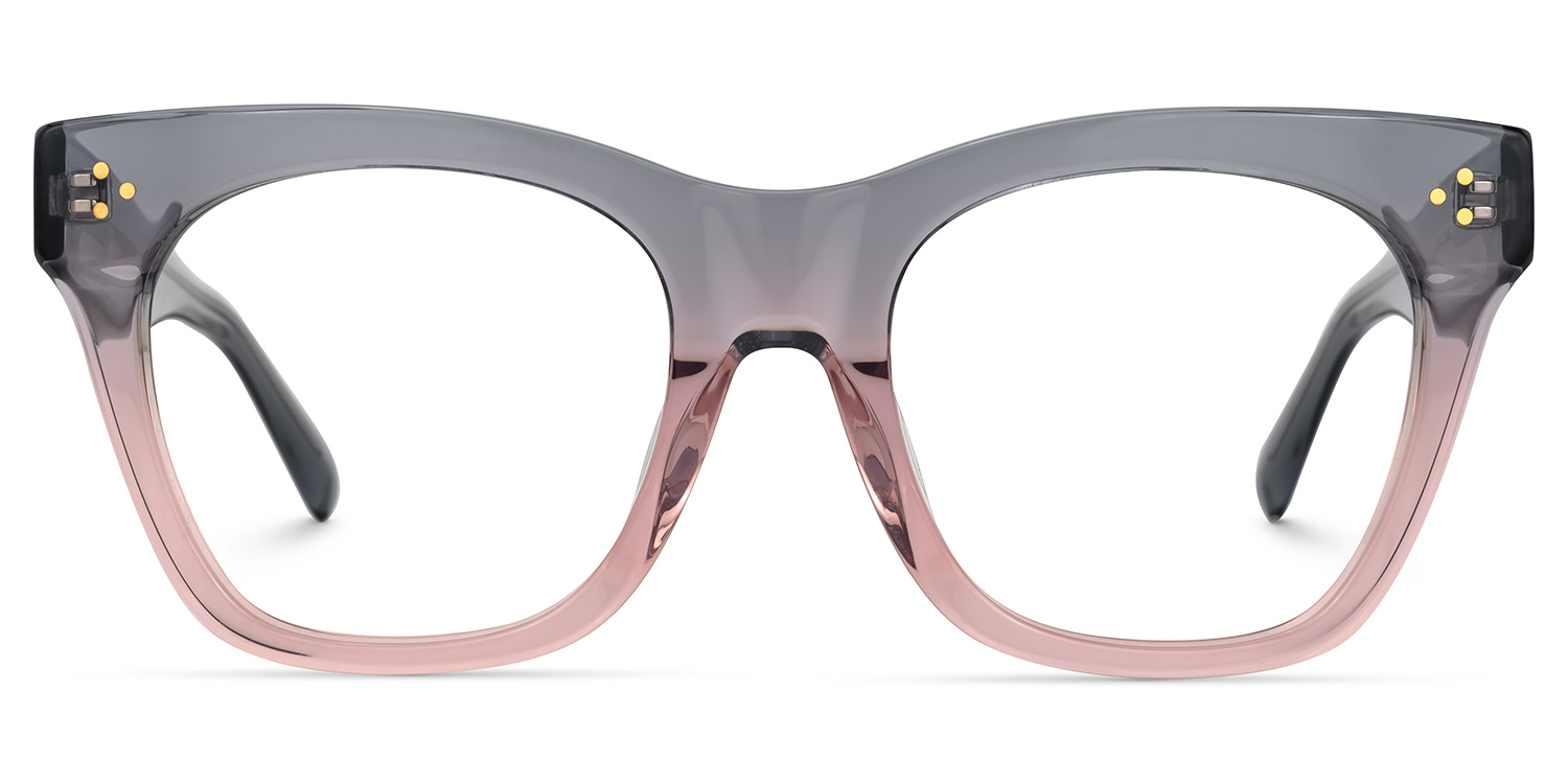 Tandy Rectangle Gray Eyeglasses and Two-Tone Frames0