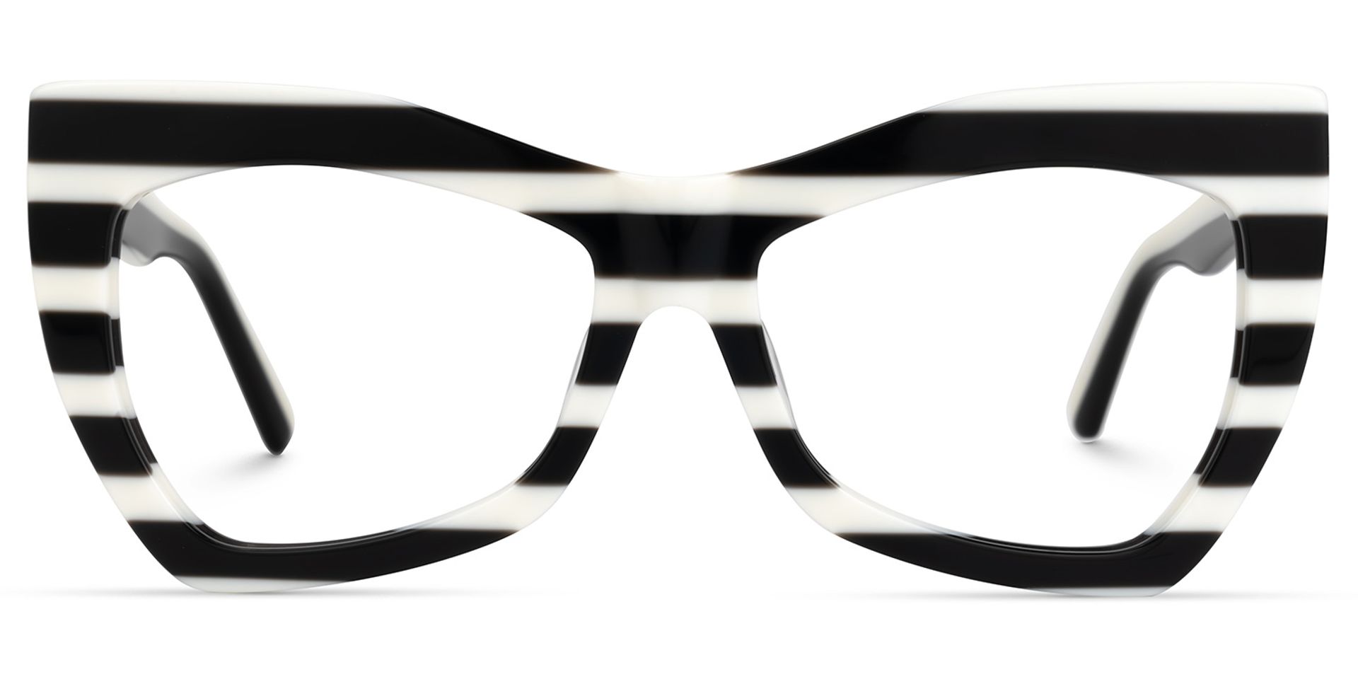 Bernita Geometric Black and White Striped Frames Glasses1
