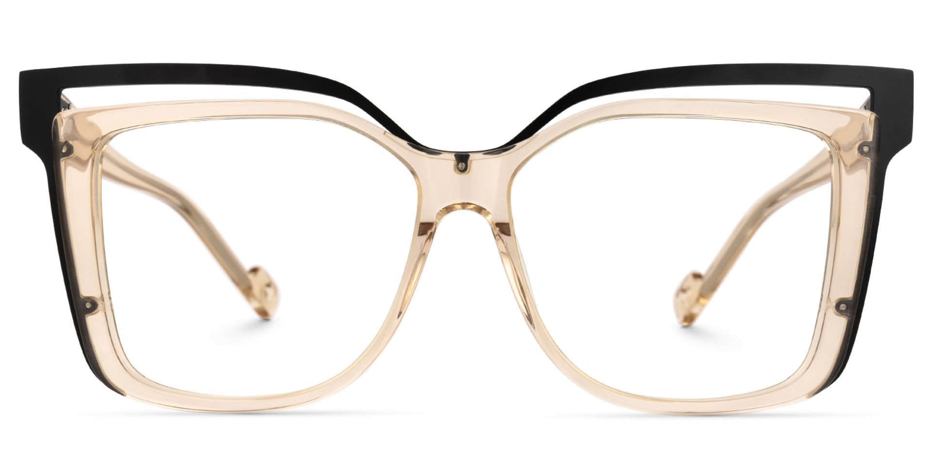 Twolla Square Beige Glasses and Black Edge Frame0