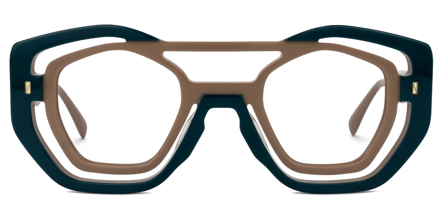 Valeria Geometric Green-Coffee Glasses | ZEELOOL UK0